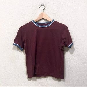 Pacsun Burgundy & Blue Simple T-Shirt